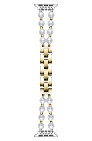 The Posh Tech Sheridan Faux Pearl Apple Watch® Watchband In Gold