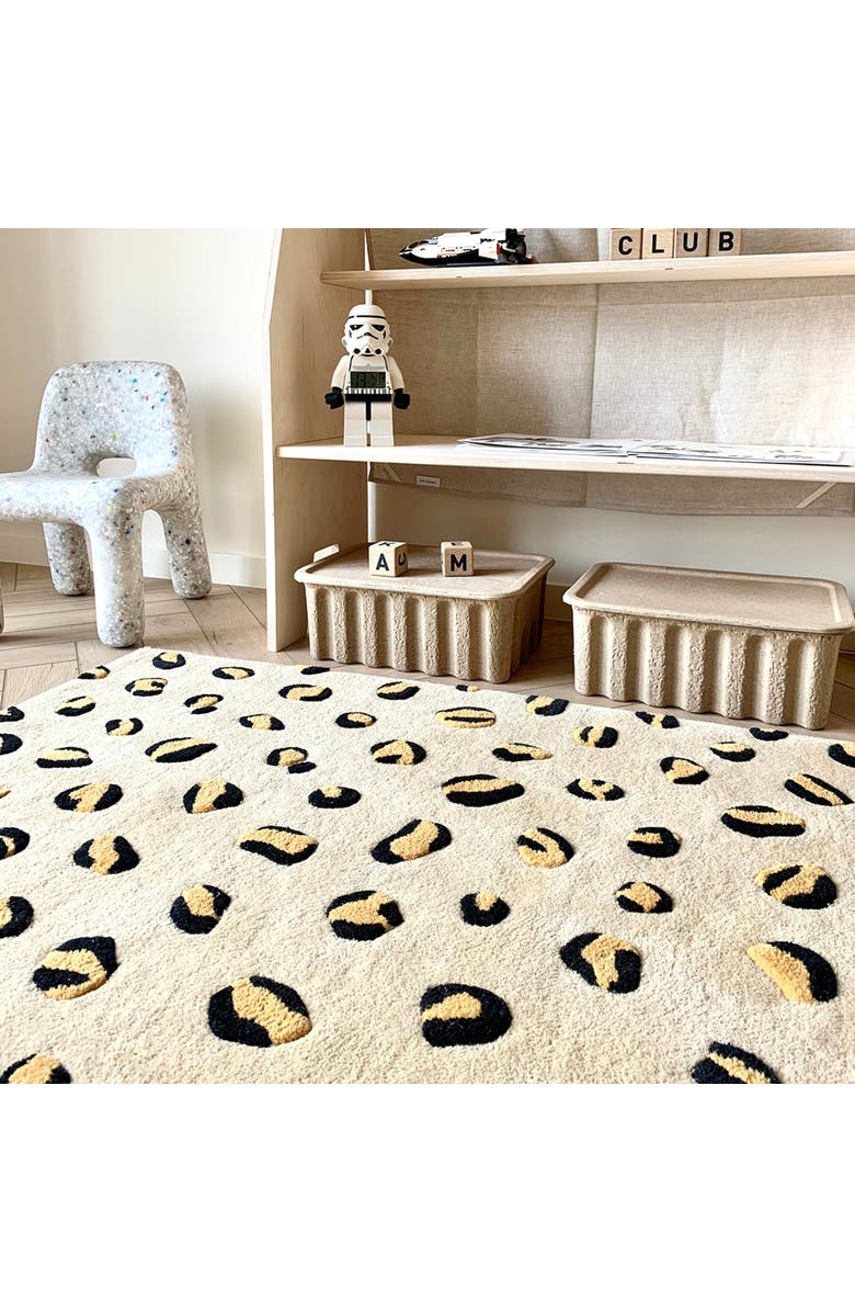 Maison Deux Leopard Rug, Alternate, color, Beige / Brown And Black Print