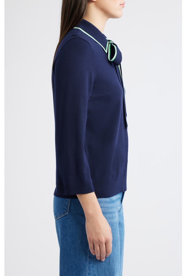 Tipped Bow Sweater, Alternate, color, NAVY/ RETRO GREEN MULTI