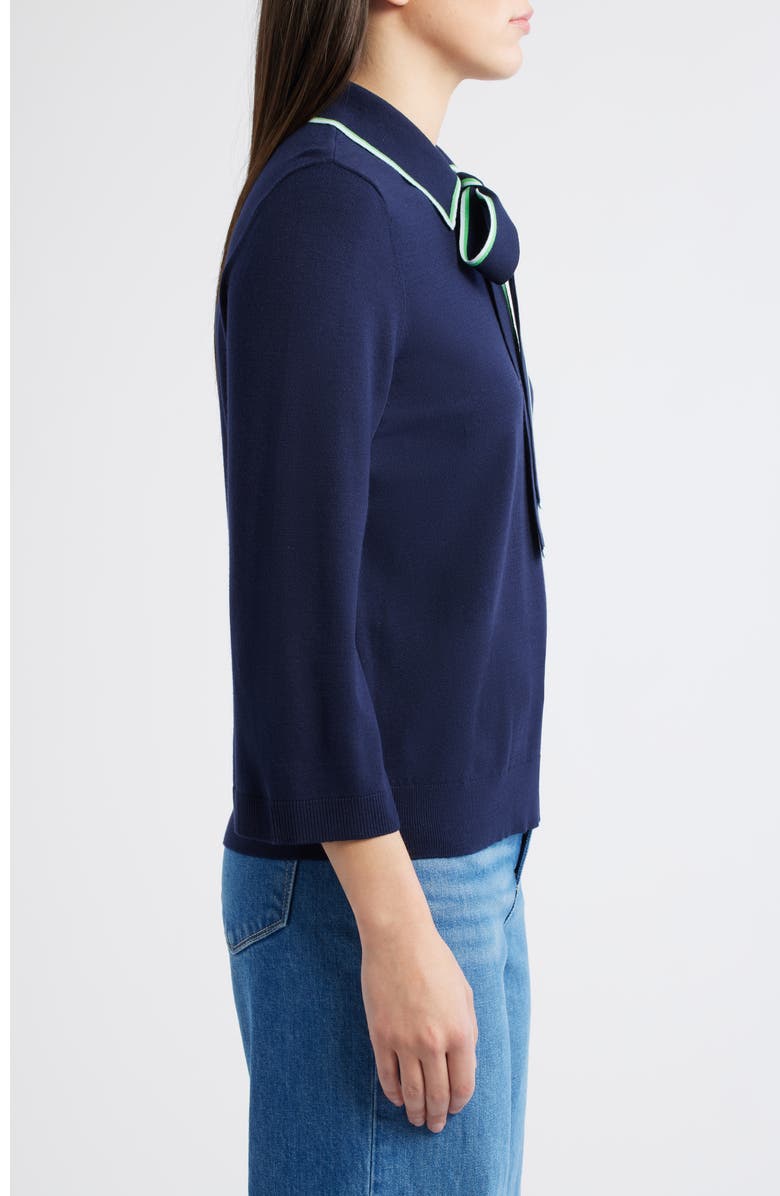Wit & Wisdom Tipped Bow Sweater, Alternate, color, Navy/ Retro Green Multi