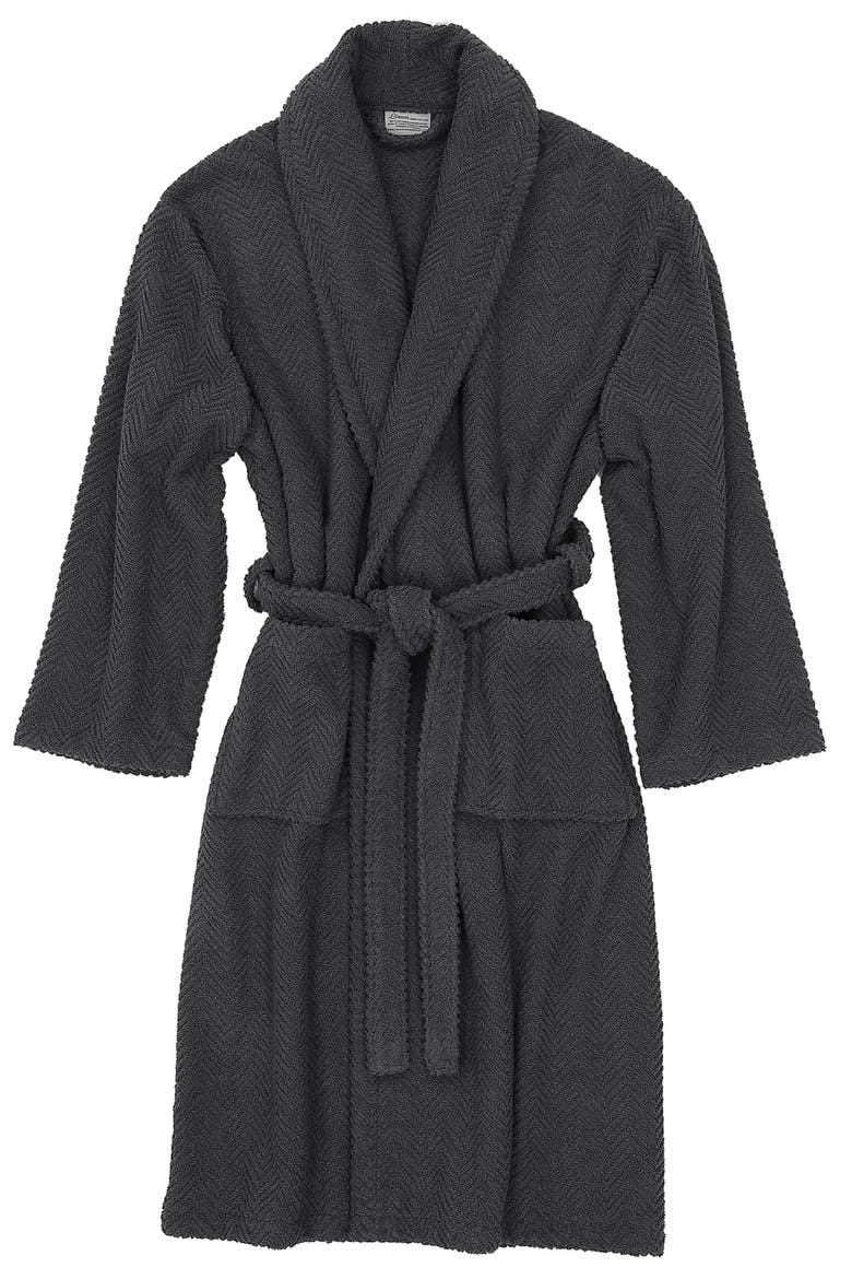 Unisex Herringbone Weave Bathrobe, Alternate, color, GRAY