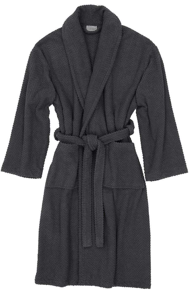 Linum Home Textiles Unisex Herringbone Weave Bathrobe, Alternate, color, Gray