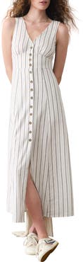 Marine Layer Camila Stripe Button Front Hemp Blend Maxi Dress