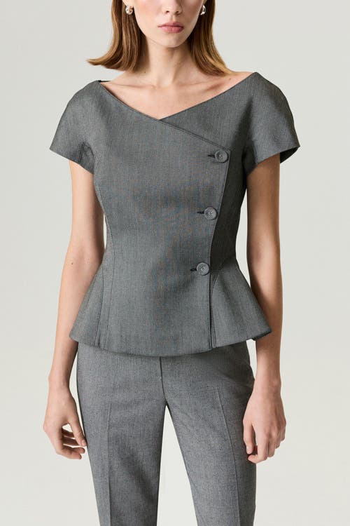 Nocturne Double-breasted V-neck Tailored Vest In Gray