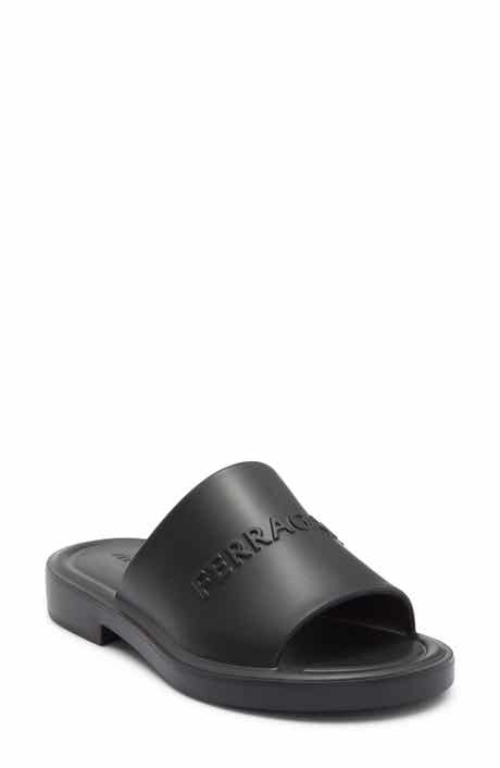 FERRAGAMO Giuneva Logo Embossed Slide Sandal