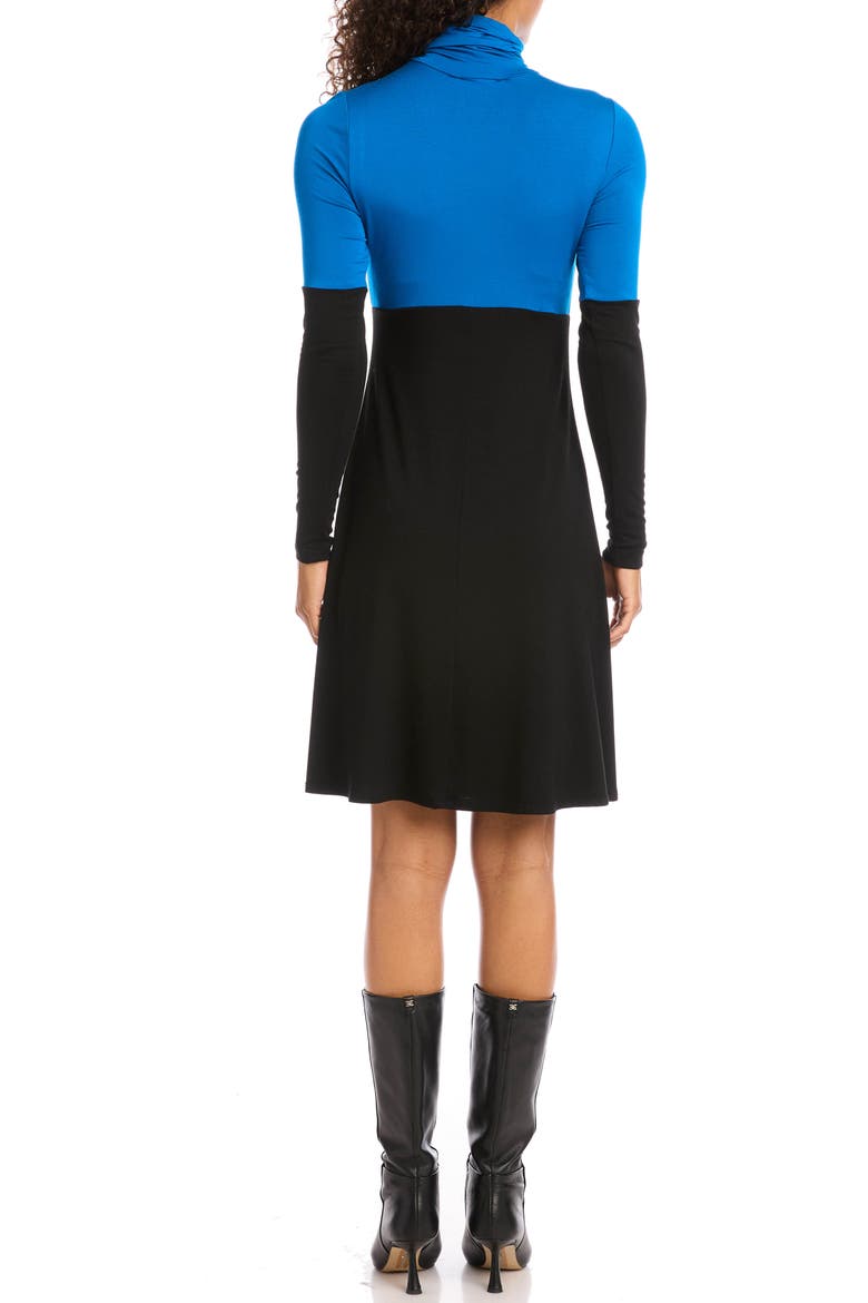 Colorblock Long Sleeve Turtleneck Jersey Dress, Alternate, color, BLACK WITH BLUE