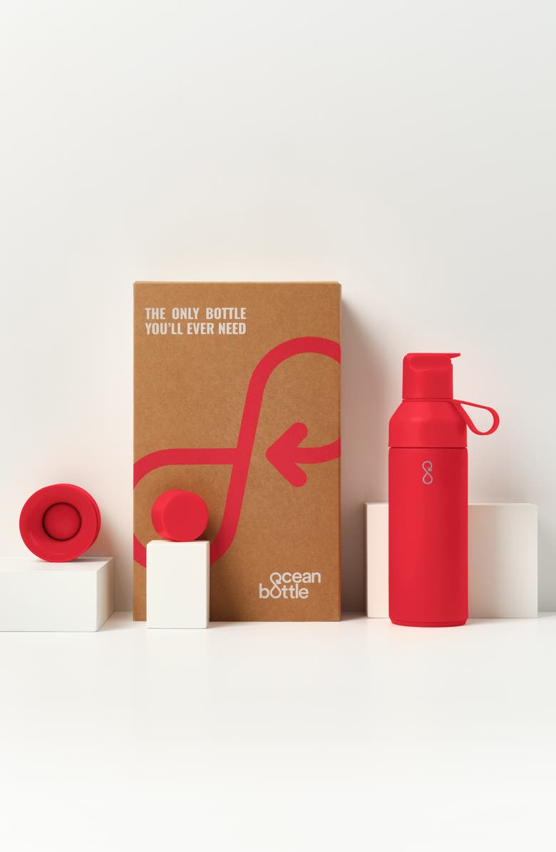Ocean Bottle Original 3 in 1 17-Ounce Bottle & Lid Set, Alternate, color, Fire Red