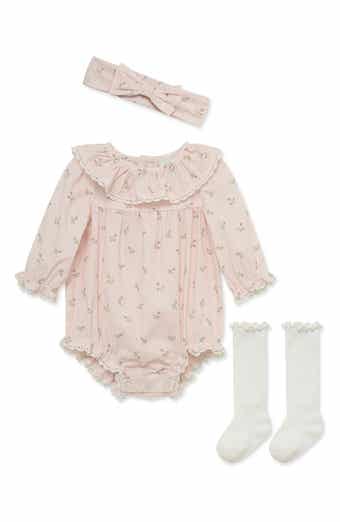 Kids' Rosebud Bubble Romper, Headband & Socks Set