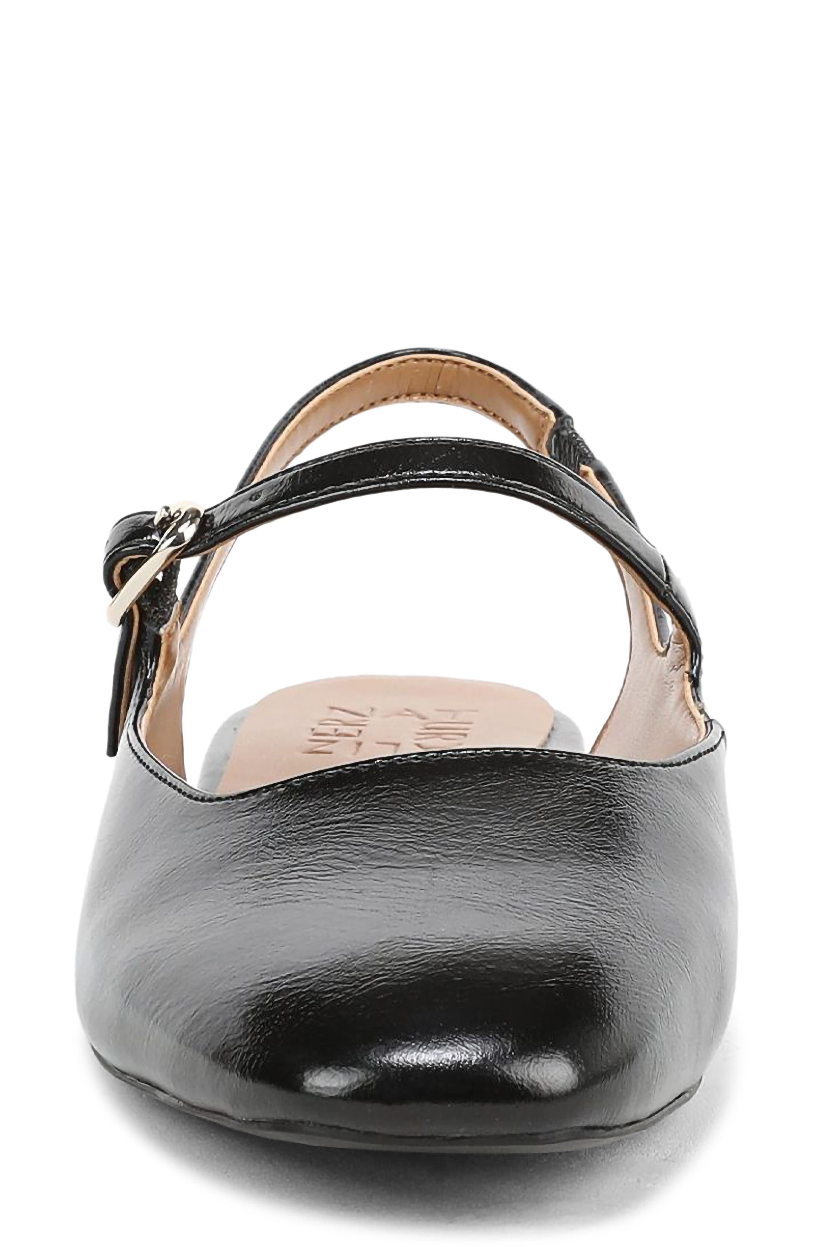 Naturalizer Anikka Slingback Flat, Alternate, color, Black Faux Leather