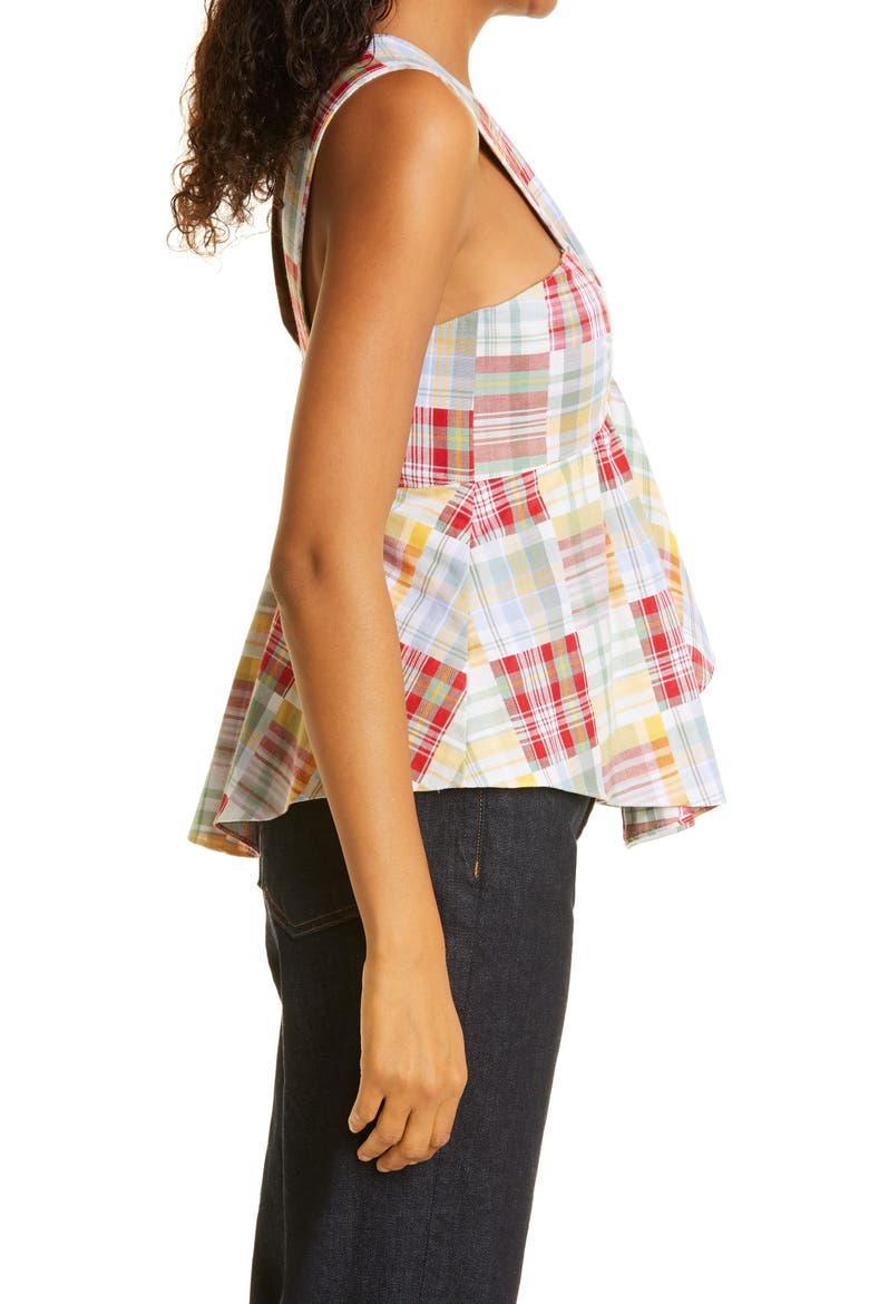 Lorine Twist Front Plaid Top, Alternate, color, MEADOW MULTI