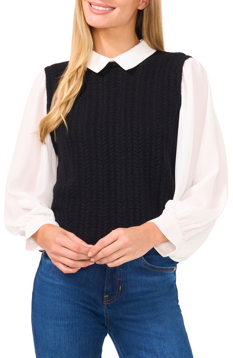 CeCe Mixed Media Top, Main, color,