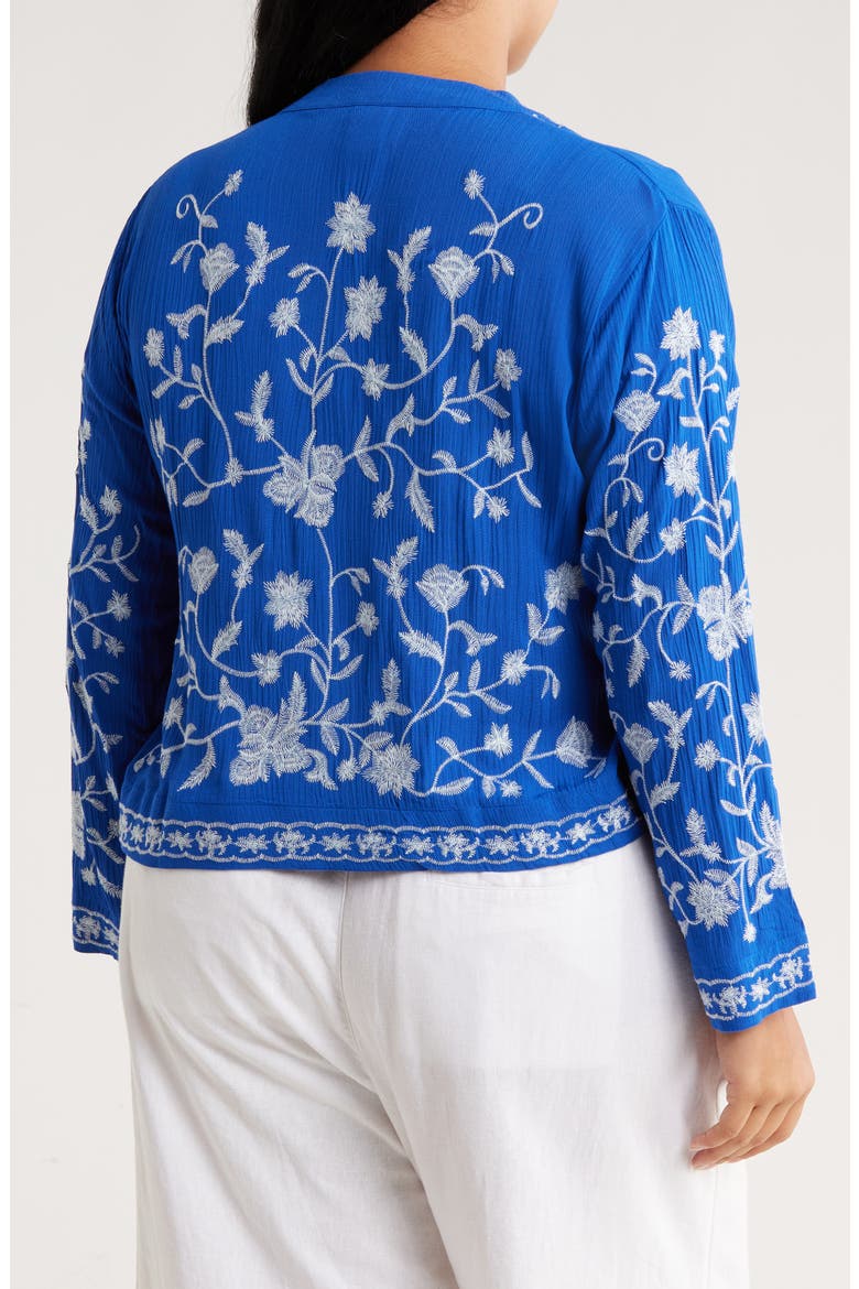 Embroidered Long Sleeve Button-Up Shirt, Alternate, color, ROYAL/ WHITE