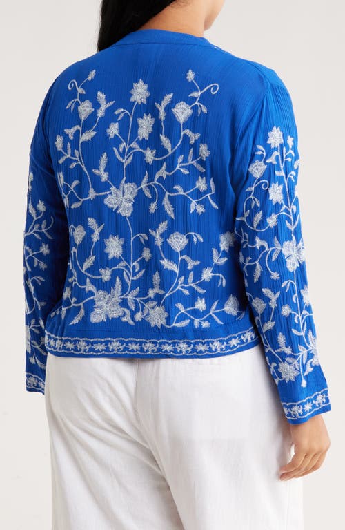 Forgotten Grace Embroidered Long Sleeve Button-up Shirt In Blue