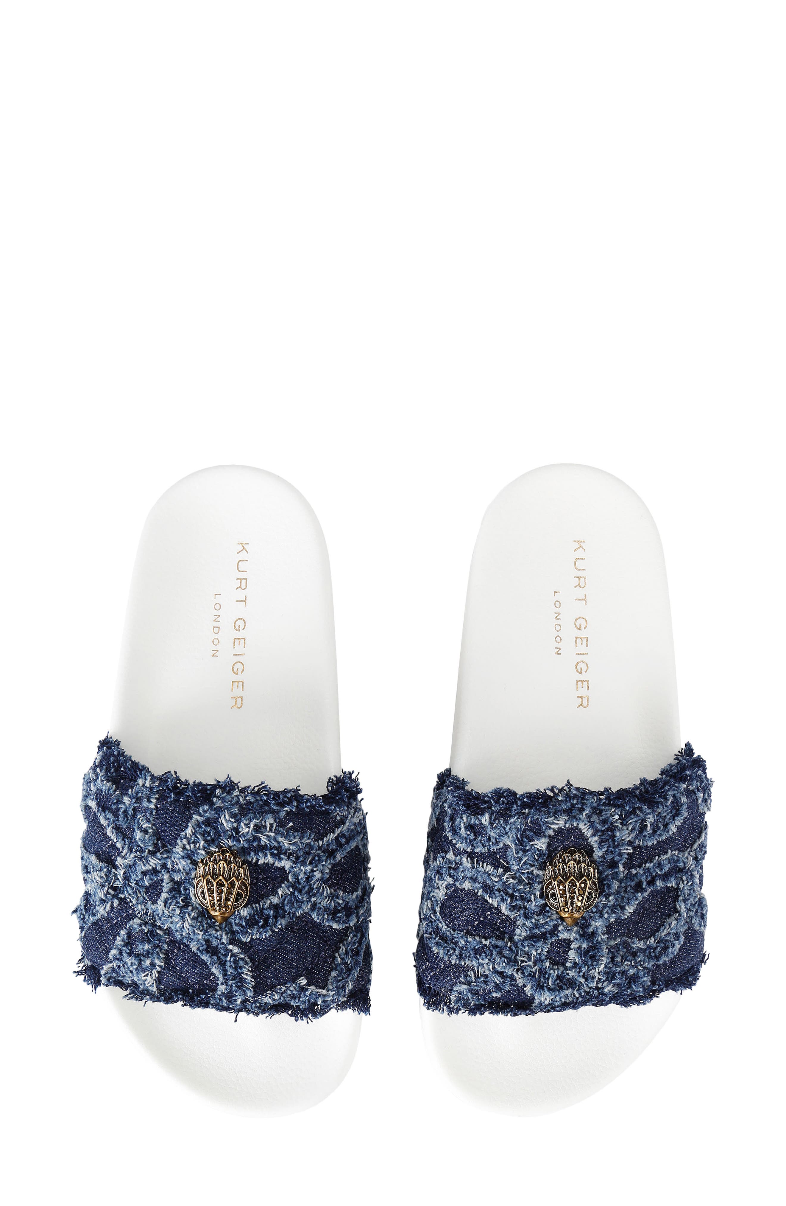 Meena Eagle Glitter Slide Sandal, Alternate, color, DENIM BLUE/ WHITE