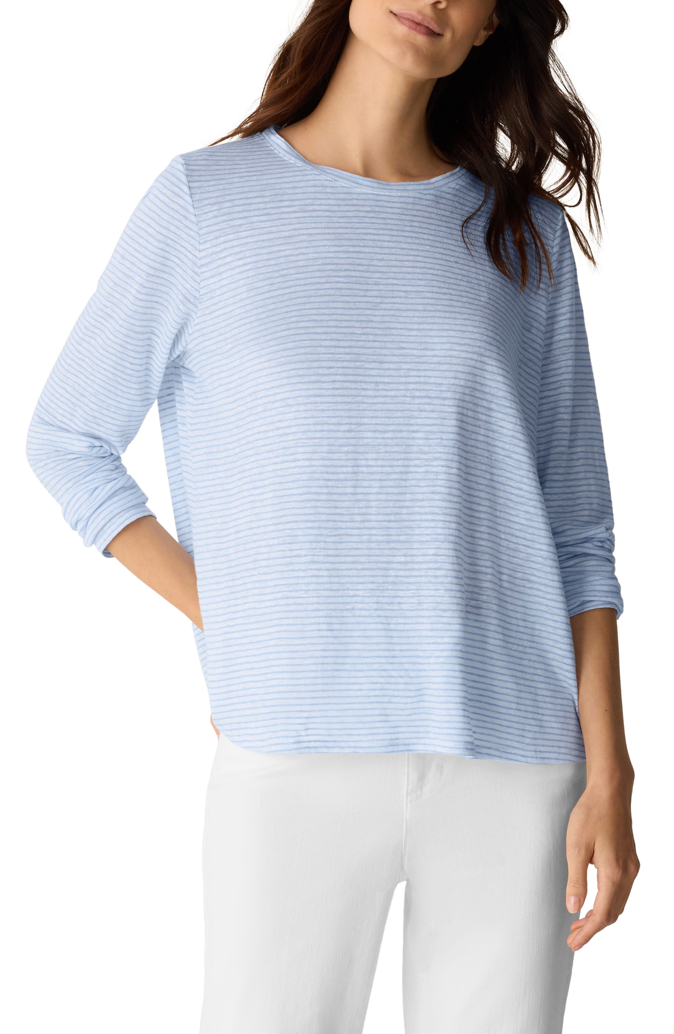 Stripe Organic Linen Long Sleeve T-Shirt