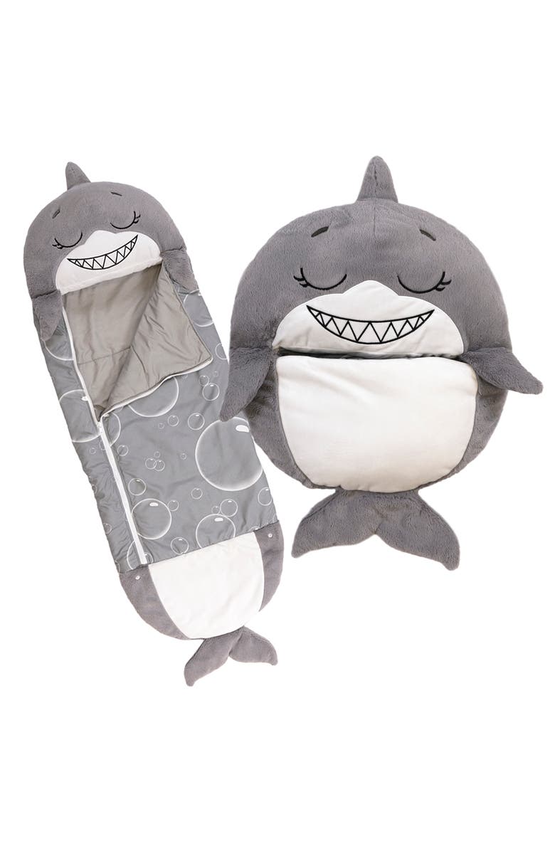 Happy Nappers Grey Shark 2 in 1 Pillow & Sleeping Bag Medium, 54 inch x 20 inch, Alternate, color, Gray