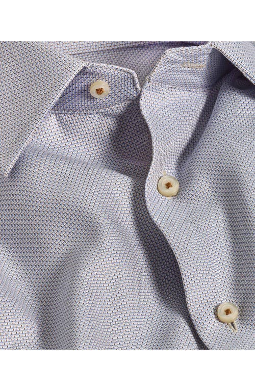 David Donahue Trim Fit Micro Dobby Dress Shirt In Dune/blue