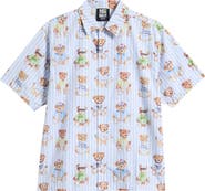 MARKET Stripe Teddy Graphic Button-Up Shirt