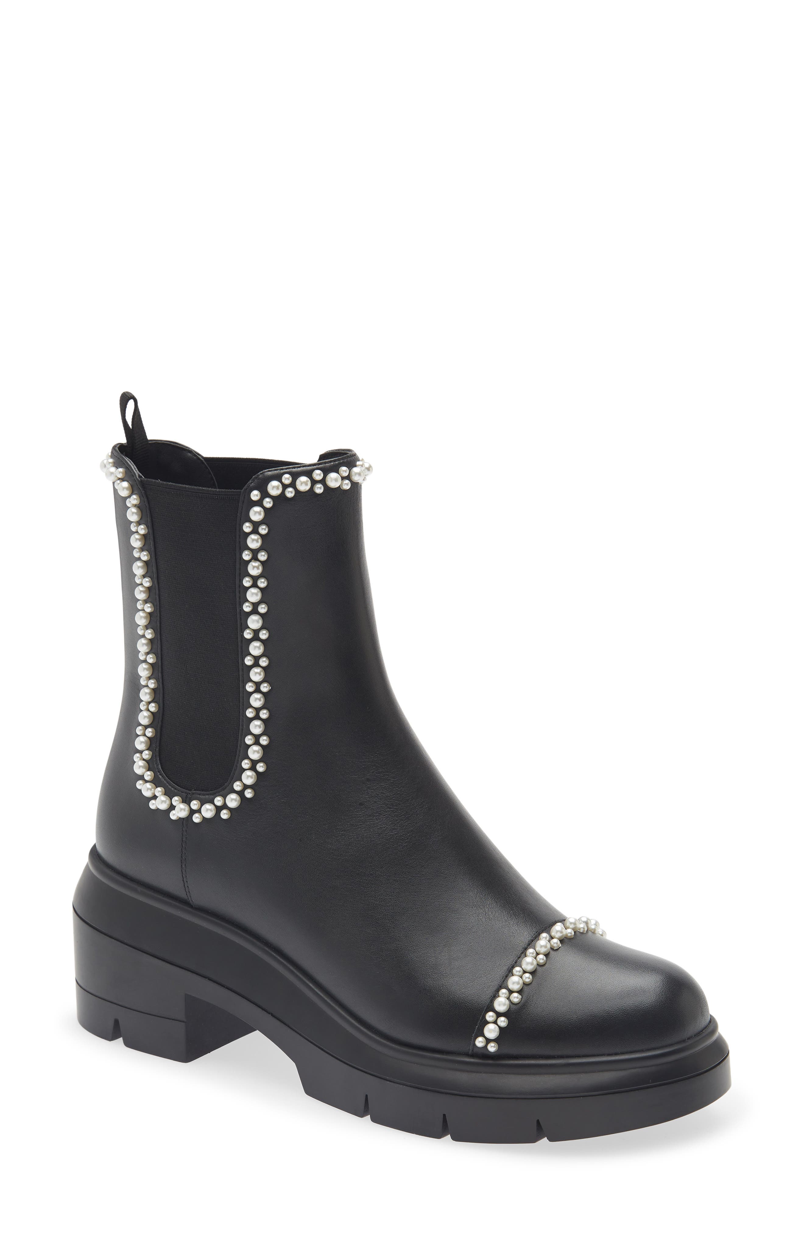 Norah Demipearl Chelsea Boot, Main, color, BLACK