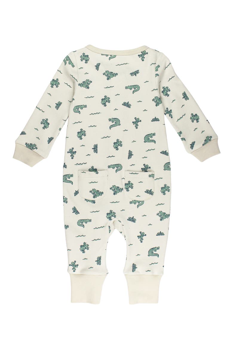 Print Organic Cotton Zip Romper, Alternate, color, ALLIGATOR
