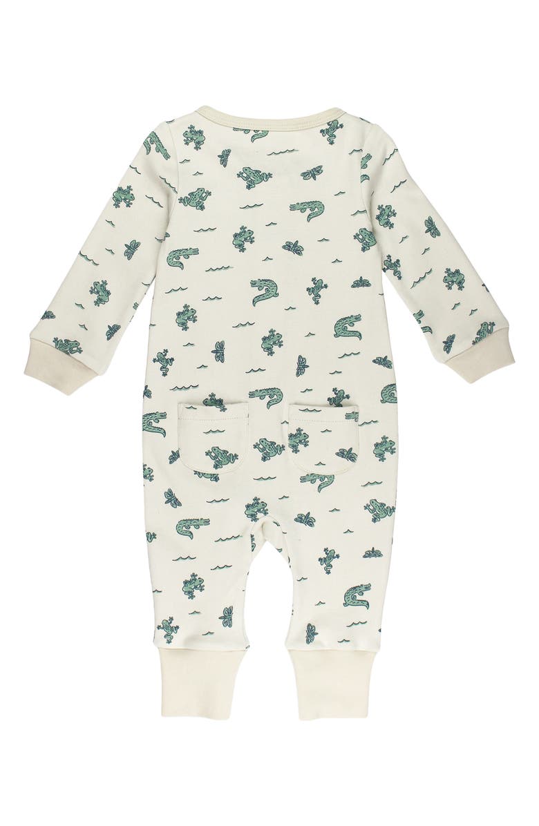 L'ovedbaby Print Organic Cotton Zip Romper, Alternate, color, Alligator