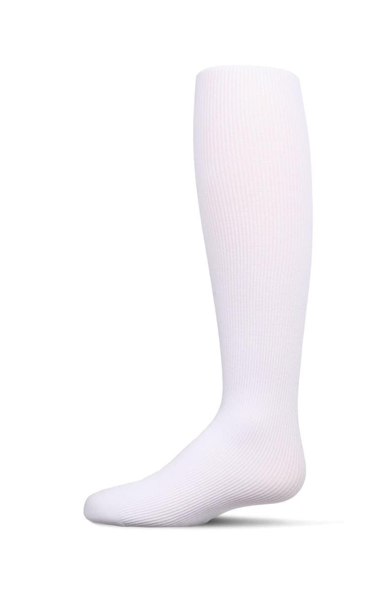 MeMoi Kid's Ribbed Supreme Cotton Blend Non-Pilling Tights, Main, color, White