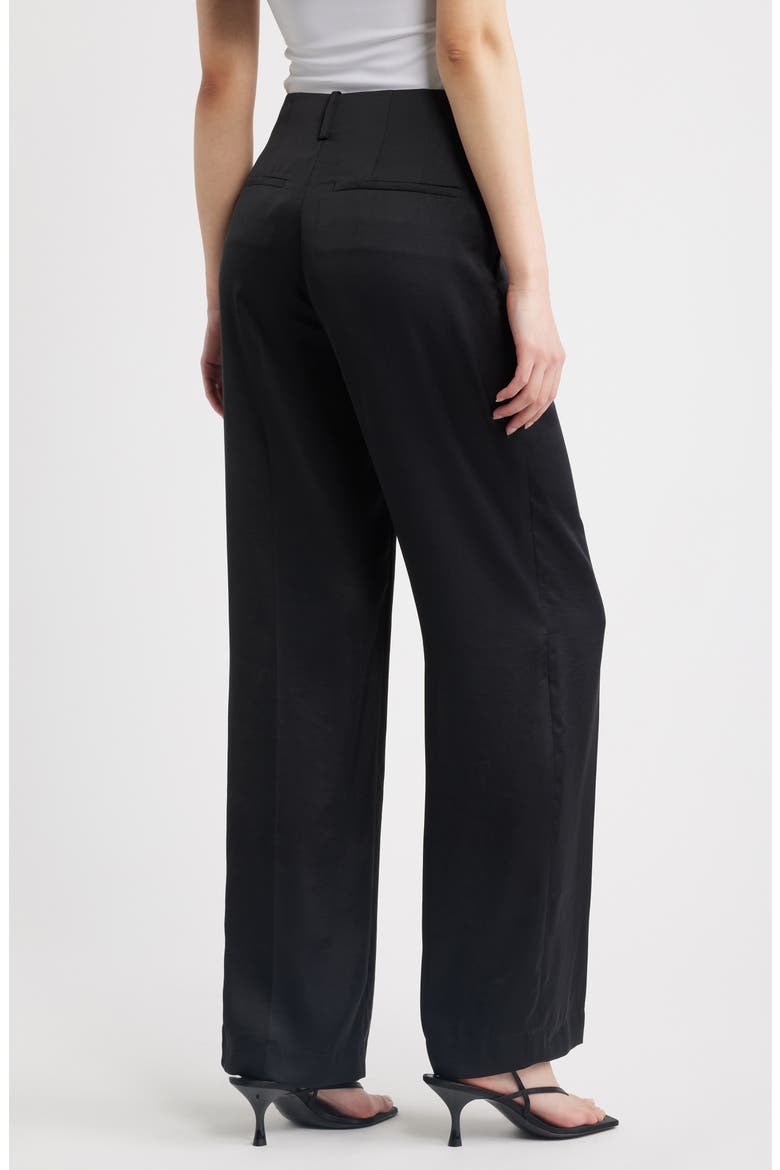 Classic Straight Leg Satin Pants, Alternate, color, BLACK