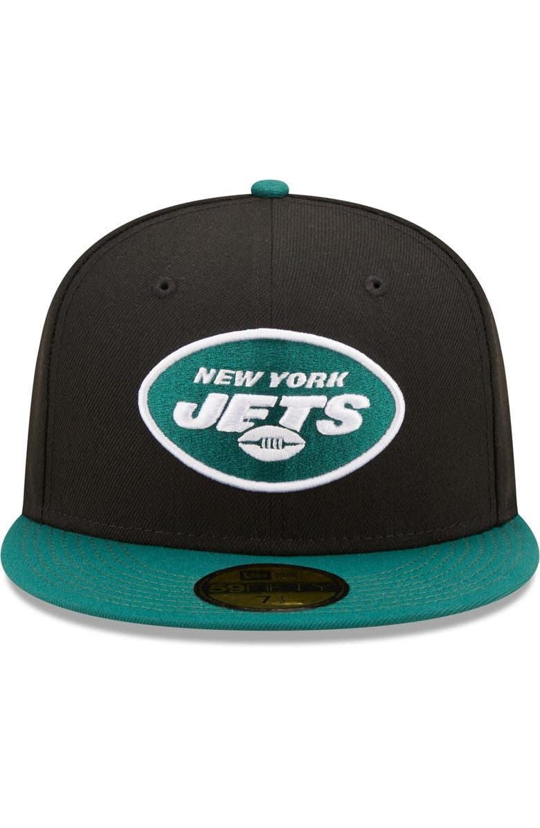 New Era Men's New Era Black/Green New York Jets Flipside 2Tone 59FIFTY Fitted Hat, Alternate, color,