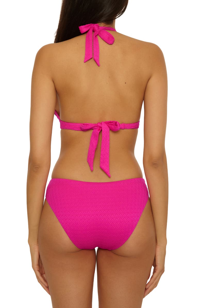 Lucky Brand Sardinia Macramé Trim Bikini Bottoms, Alternate, color, Berry Pink