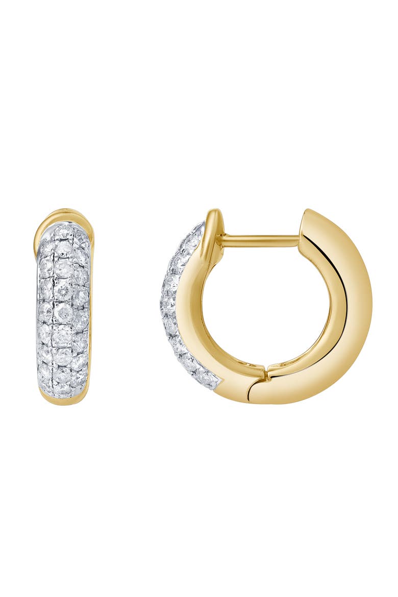 Embrace 10K Gold Diamond Huggie Earrings - 0.85 CT, Main, color, 10K Yellow Gold