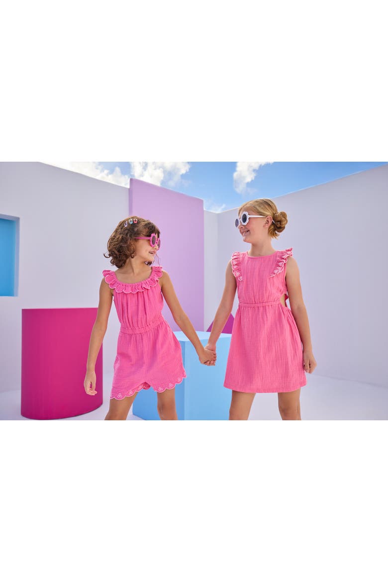 Kids' Floral Romper, Alternate, color, Hot Pink