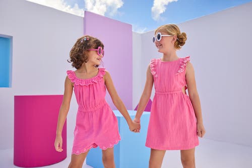 Bisby Kids' Floral Romper In Hot Pink