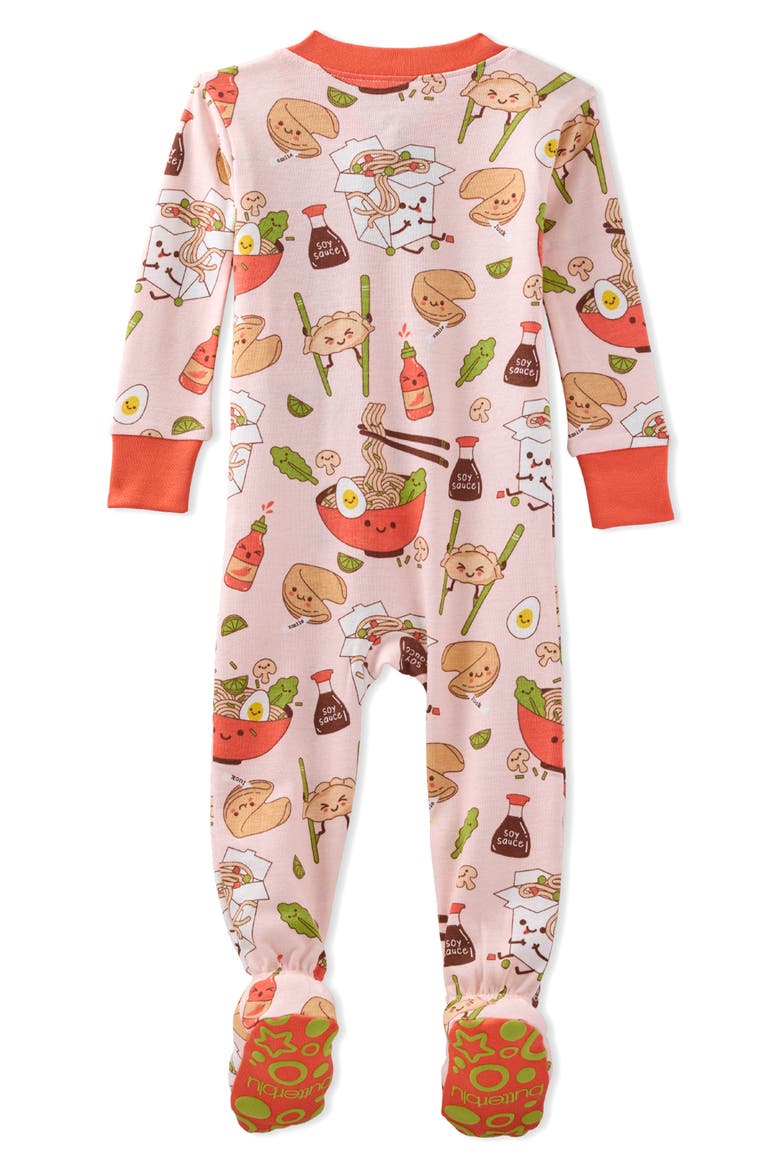 Cruz One-Piece Organic Cotton Footie Pajamas, Alternate, color, DIM SUM FUN