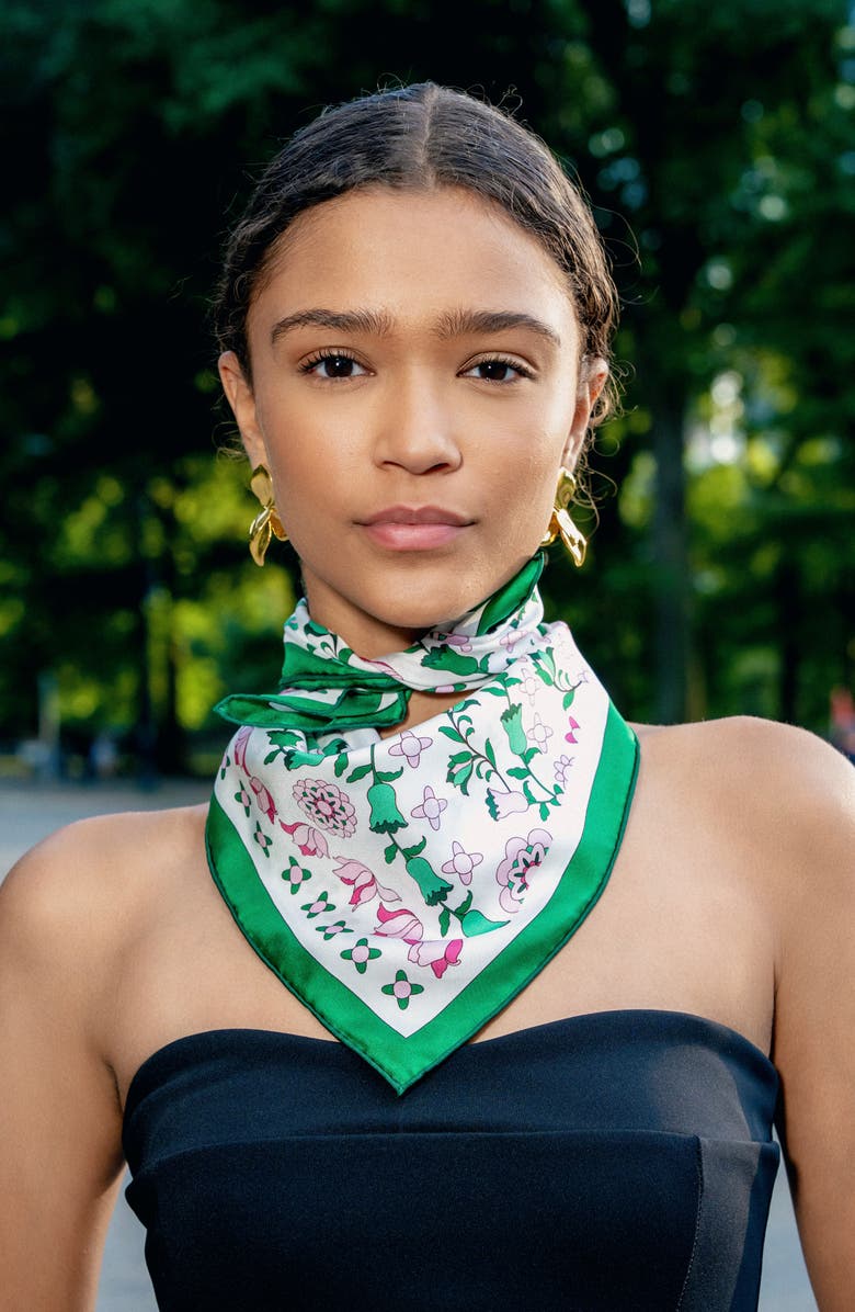 Jessie Zhao New York Ivy Parterre Double Sided Silk Scarf, Alternate, color, Green