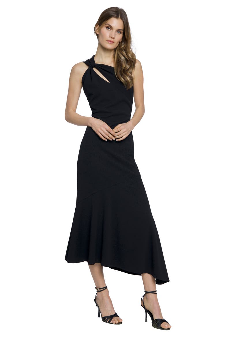 Asymmetric Sleeveless Midi Dress, Alternate, color, BLACK