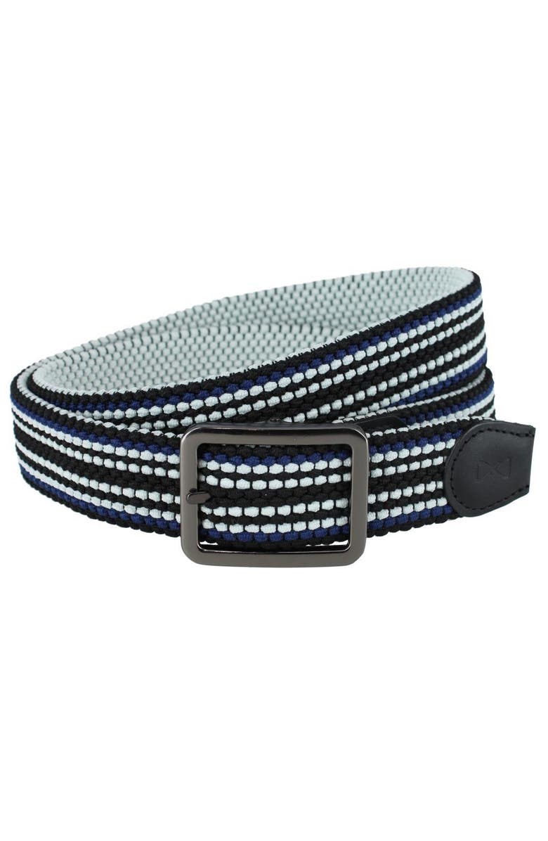 Trafalgar Alejandro Black Stripes and White Reversible Braided Casual Golf Belt, Main, color, Black Stripes And White