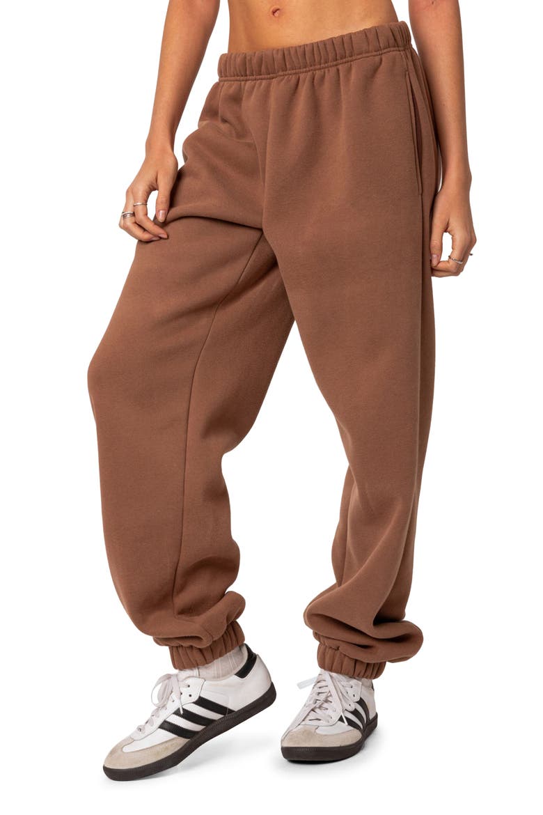 Clark Oversize Cotton Blend Sweatpants, Alternate, color, BROWN