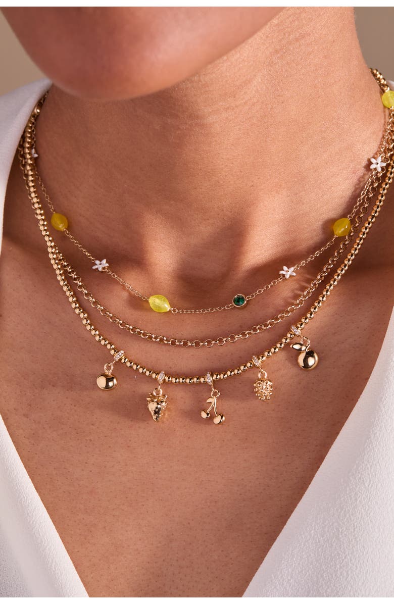 Alex and Ani Summer Fruits Charm Necklace, Alternate, color, Gold