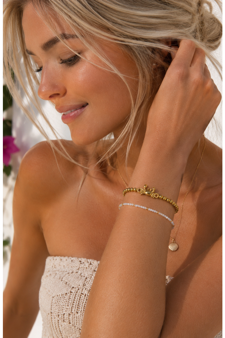 Golden Crab Beaded Bracelet, Alternate, color, Gold