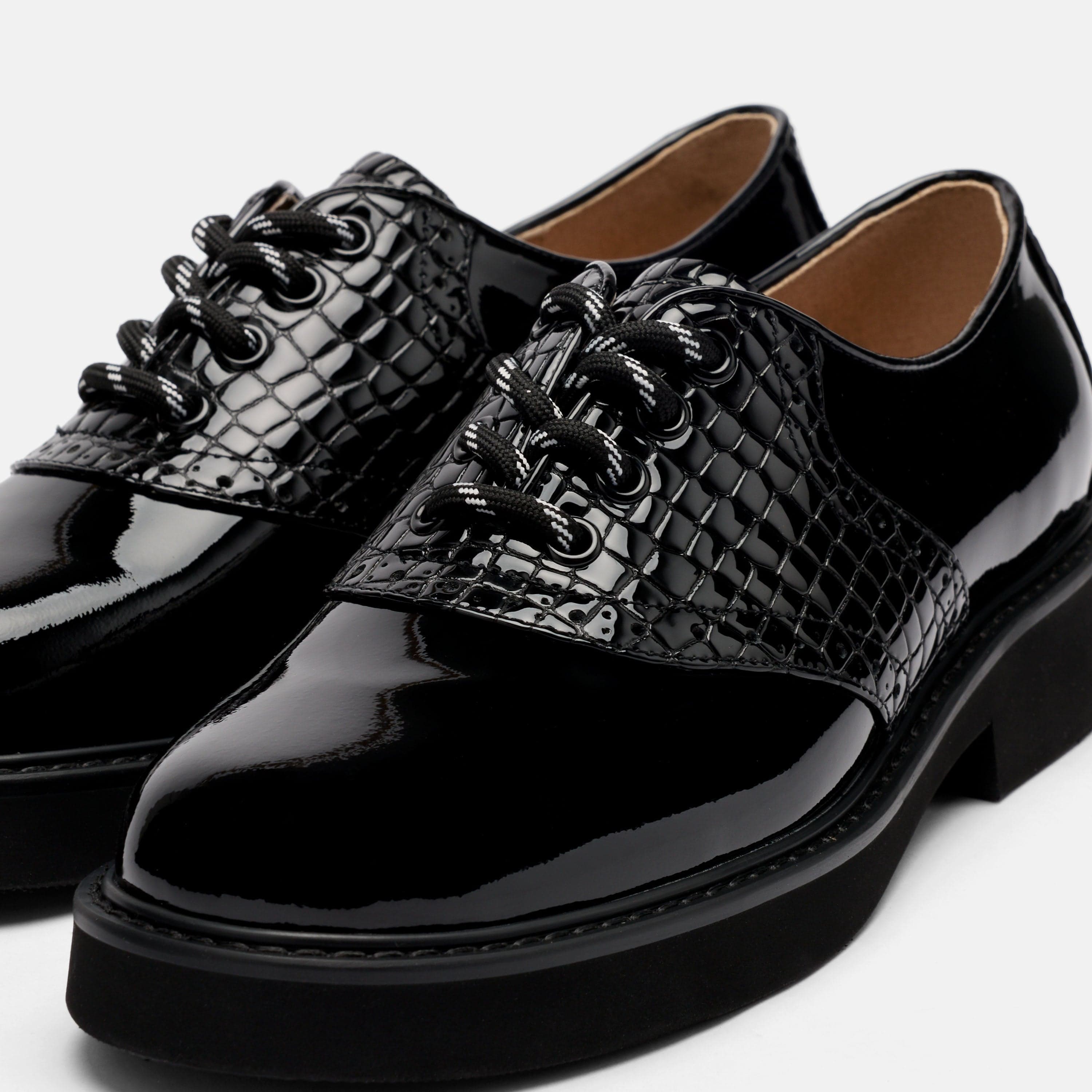 MARC NOLAN Demi Calf Leather Lug Oxfords, Alternate, color, Black