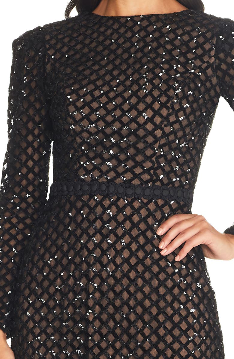 Dress the Population Collins Lace Long Sleeve Body-Con Cocktail Dress, Alternate, color, 