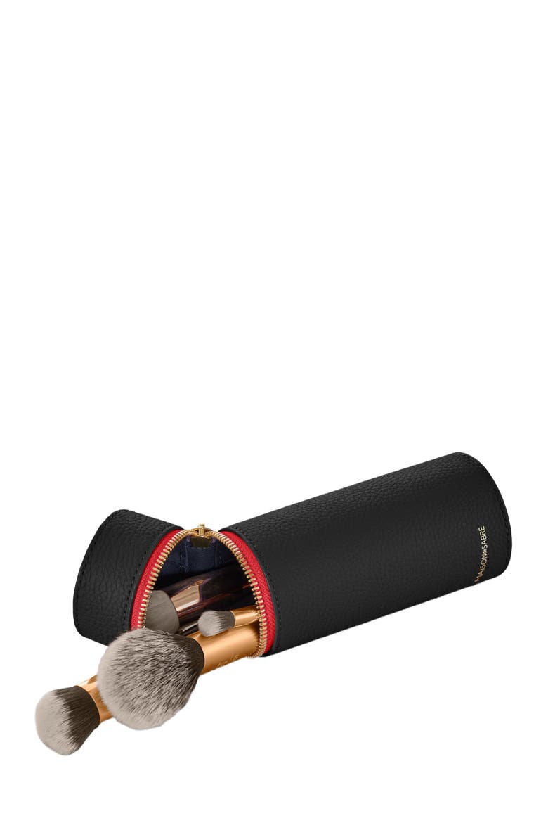 Leather Brush Case, Alternate, color, Rouge Noir