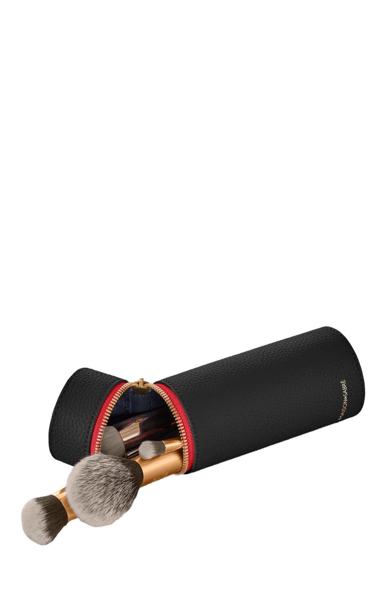 MAISON de SABRÉ Leather Brush Case, Alternate, color, Rouge Noir