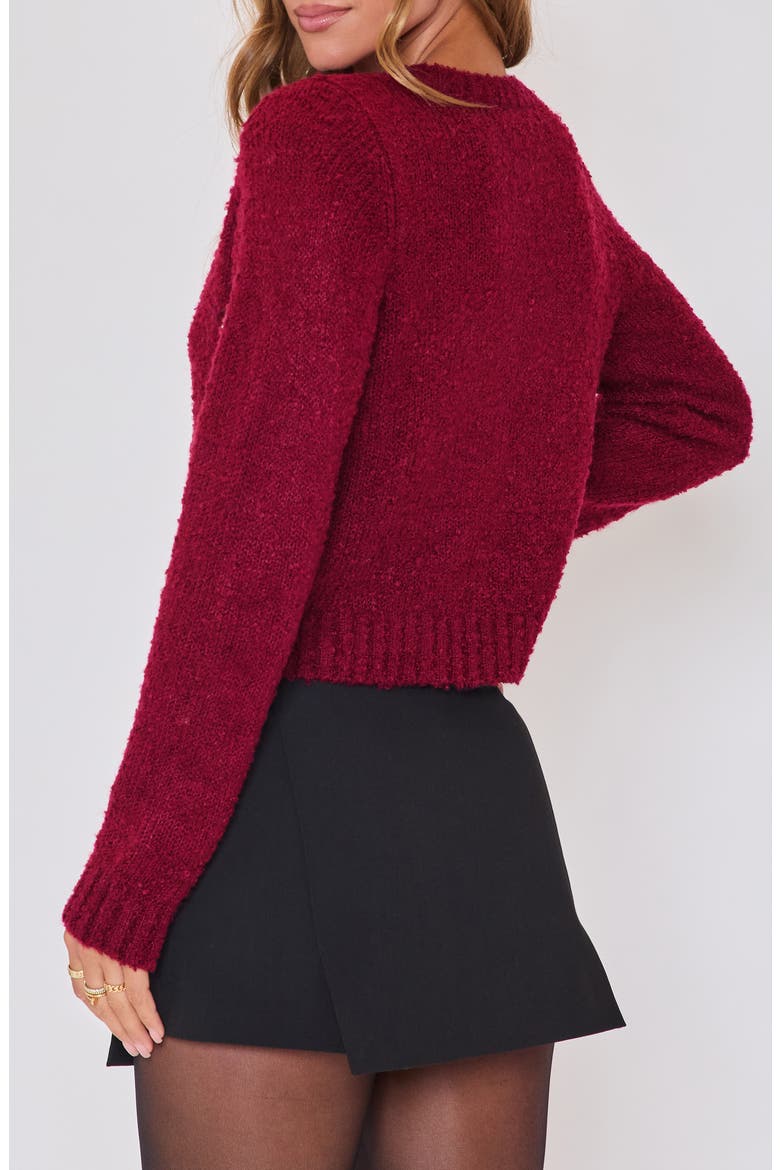 Escape Embellished Bouclé Cardigan, Alternate, color, BURGUNDY