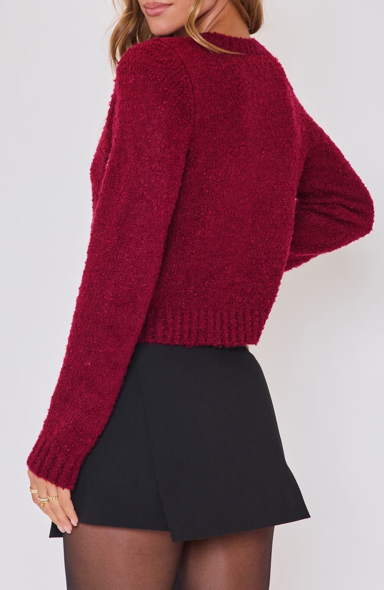 VICI Collection Escape Embellished Bouclé Cardigan, Alternate, color, Burgundy