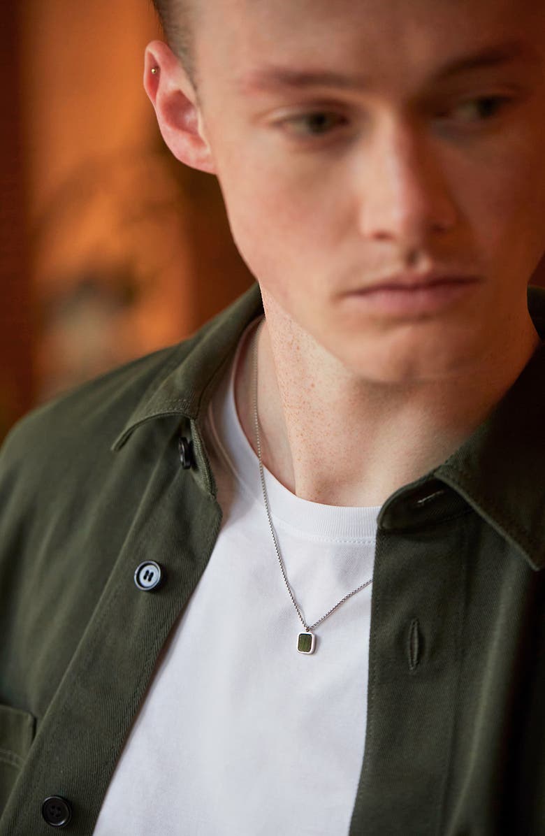 Estella Bartlett Men's Malachite Pendant Necklace, Alternate, color, Silver/ Gold