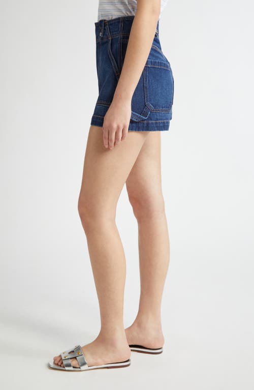 Veronica Beard Graham High Waist Denim Carpenter Shorts In Bright Blue