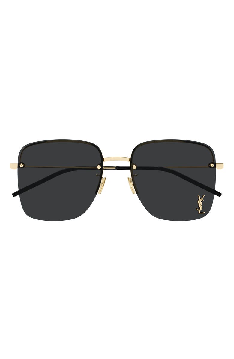 Saint Laurent 58mm Aviator Sunglasses, Main, color, Gold