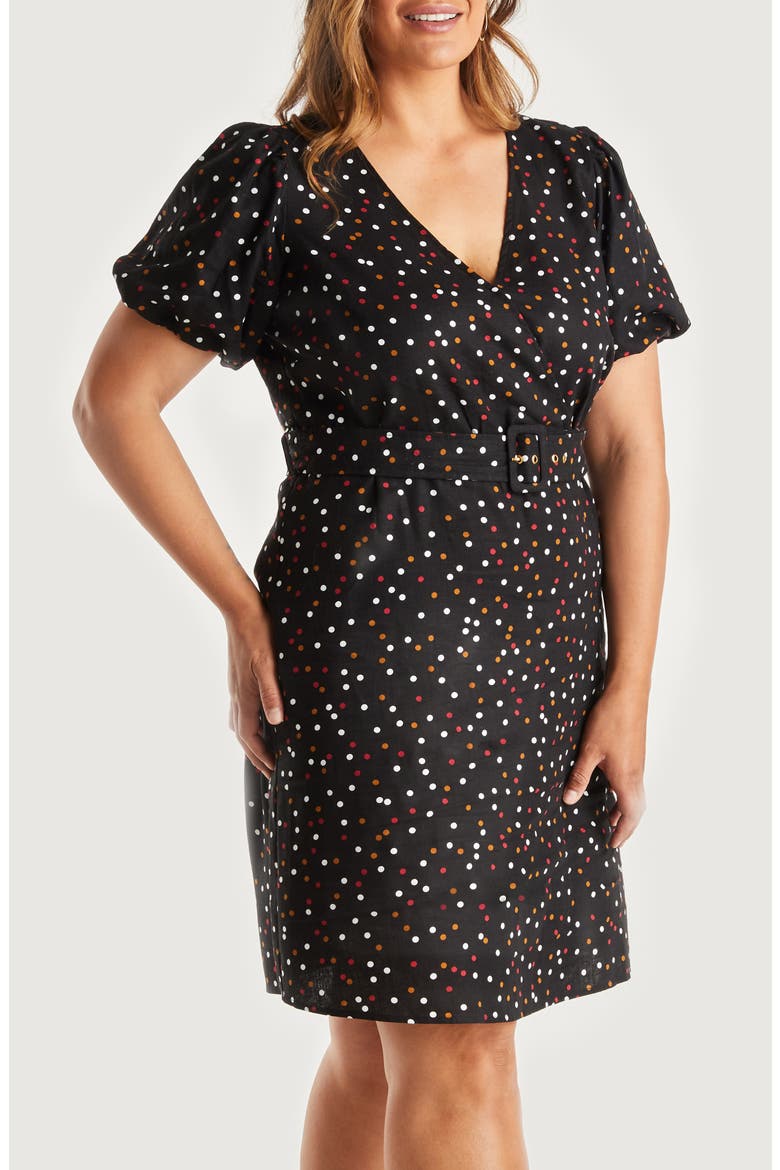 Confetti Faux Wrap Dress, Alternate, color, PRINT