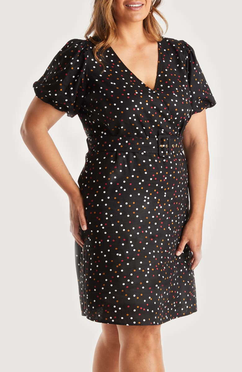 Estelle Confetti Faux Wrap Dress, Alternate, color, 